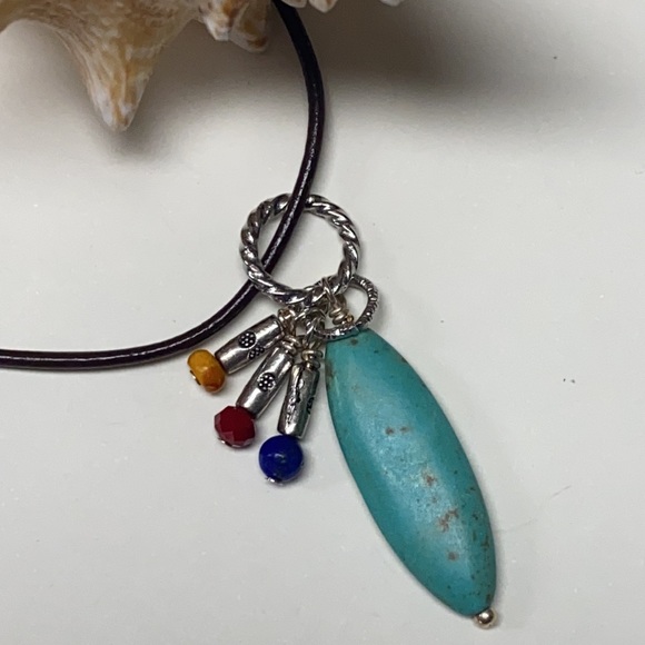 NWT Rustic leather necklace colorful adjust to 28” - Picture 6 of 8